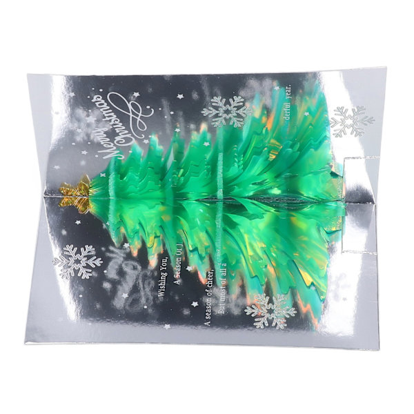 3D Julekort Glitter Tre Tema Preging Design Folie Stempling Prosess Dekorativt Papir Popup Feriekort Grønn