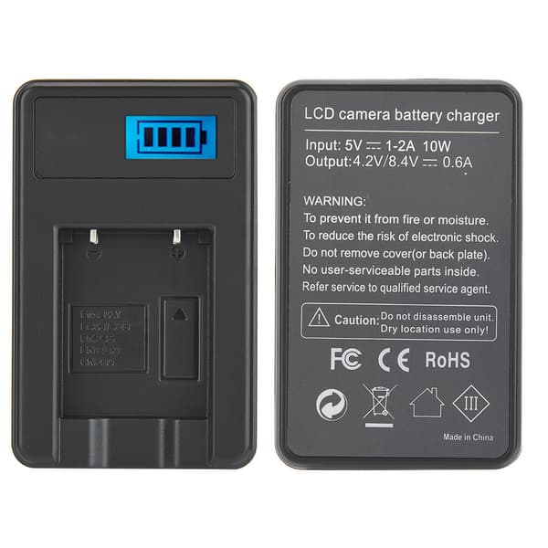 NP-45/ Li-40B Kamerabatteri Enkellader USB-lading med LCD-skjerm Svart