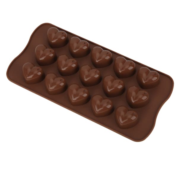 Silikone chokoladeform 15 huller hjerteform DIY chokoladefremstillingsform bageudstyr rød