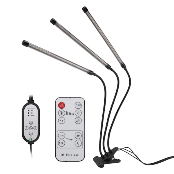 3-pääinen kasvilamppu täydellä spektrillä punainen valkoinen lämmin valo 10-taso himmennettävä USB LED kasvatuslamppu ajastimella