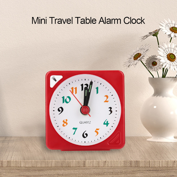 Mini rejsebordvækkeur Quartz LED lys med snooze funktion Batteridrevet rødt