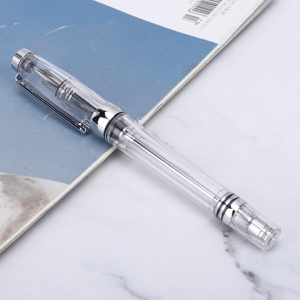 Stor Kapacitet Fyldepen Transparent Business Skrivepen Kontorskoleartikler 0,5 mm NibTransparent Hvid