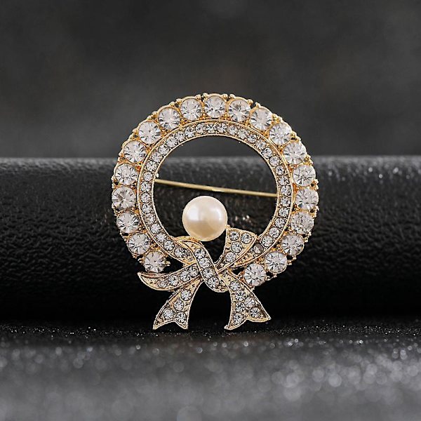 Högkvalitativ koreansk pärla Rhinestone rosettbrosch