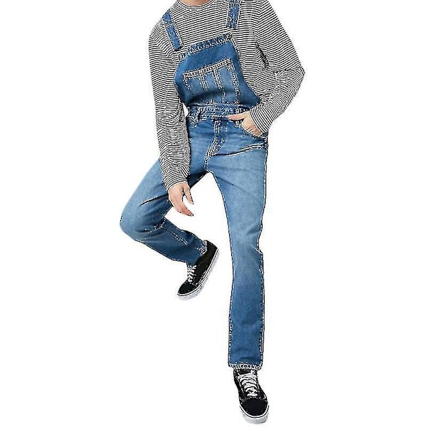 Mörkblå Denim Haklappsoverall Arbetsbyxor för Män 3XL