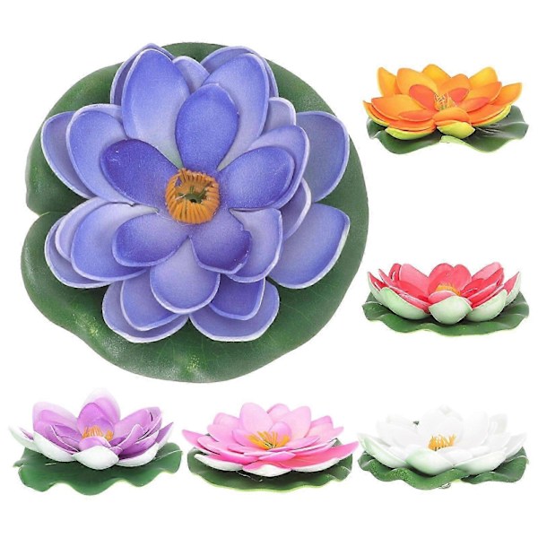 6 stk. Simulerede Lotusblomster Smukke Blomsterrekvisitter Akvariedekorationer Danserekvisitter