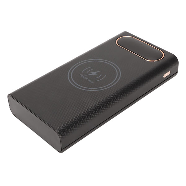 6x21700 Lader Batteriboks Sveisefri Power Bank Box Kit DIY batteriladerveske med 22,5W hurtiglading 15W trådløs lading Svart