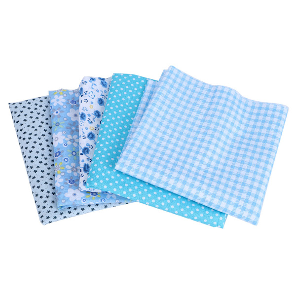 5 st/set DIY tryckt bomullstyg hantverk quiltning sömnadstyger kit 50x50cm blå