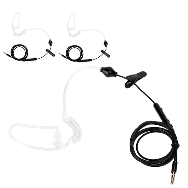 3 set HRT-1 mobiltelefon lufttuben headset med mikrofon 3,5 mm plugg trådbunden hörlur svart