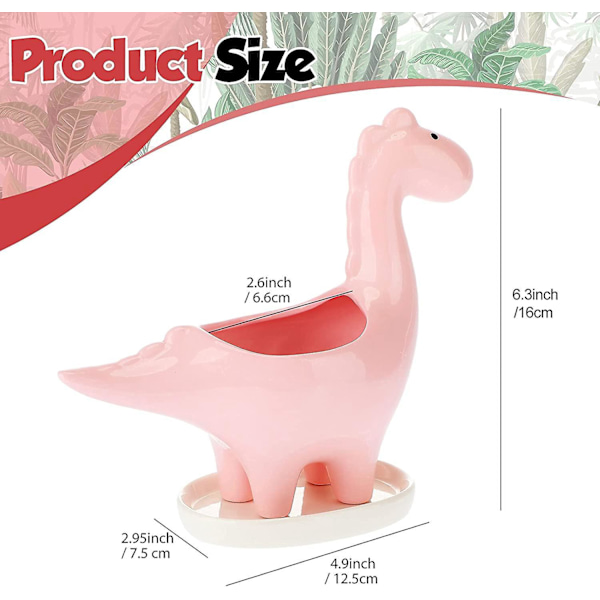 Keramisk Dinosaur Sukkulent Plantepotte med Drænhul og Bakke - Pink, Elegant Stil