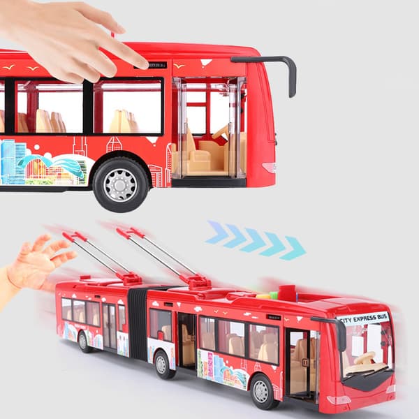 Elektronisk Stadsbuss Musik Ljus Bil Pedagogisk Leksak för Barn Barn Tröghet Trafikmodell