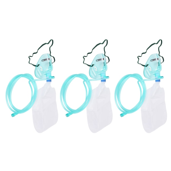 3 Sæt Engangs Bløde Silikon Oxygenrør Maske Sæt Oxygenforsyningsudstyr Forbrugsvarer Størrelse L Oxygenpose med Maske