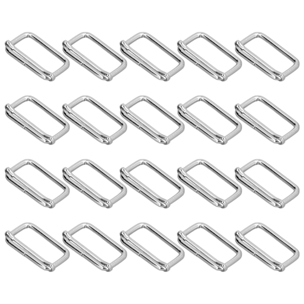 Metall rektangeljusteringsspenne - sett med 20 | Slitesterk, utsøkt design | Brede bruksområder for klær, ryggsekker og belter | 3,5x38x20mm
