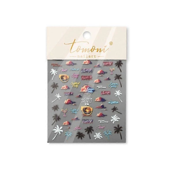 3D Jul Nagelstickers Snödesign Falska Naglar Dekorationer med Diamanter och Julrelief Storlek 10.3x8cm MS652