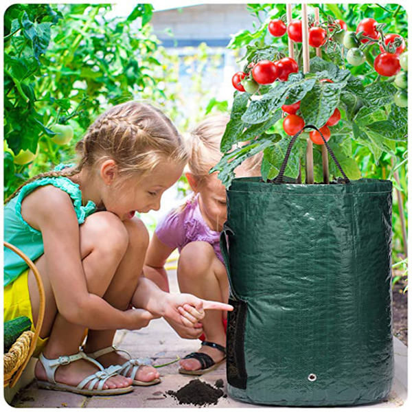 Åndbar PE kartoffeldyrkningspose til tomat- og grøntsagsdyrkning - 3 gallons, sort (25*22 cm)
