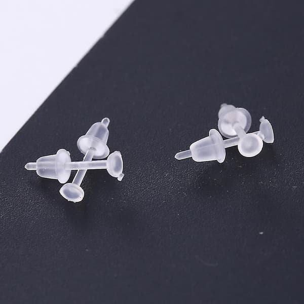 100 Set Plastic Earring Studs & Backs Hypoallergenic Clear Ear Studs