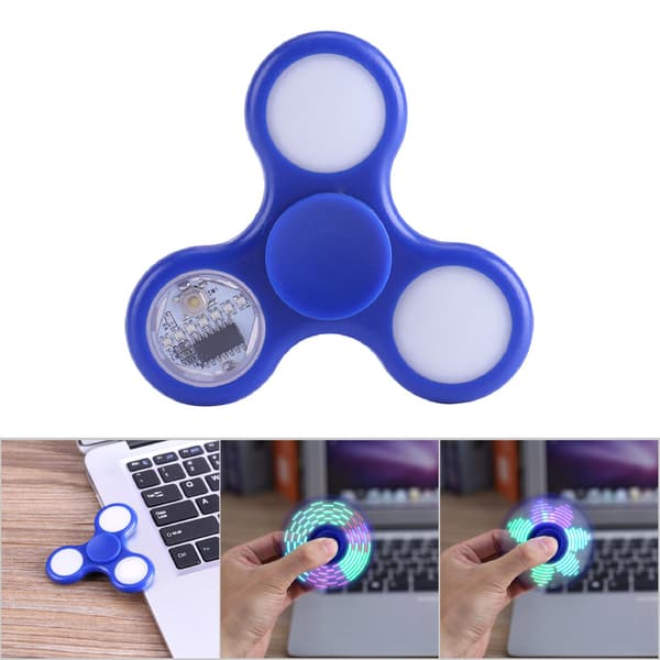 1 stk. ny LED-lys 18 mønstre Flash Fingertip Spinner Stressaflastning EDC Hands Focus Legetøj (blå)