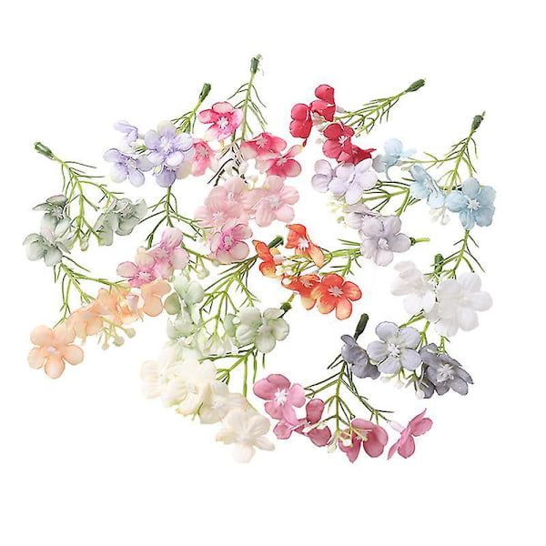 Paket med 15 st Mini Konstgjorda Dekorativa Tygblommor för Dekoration, 8 cm (1 st per färg)