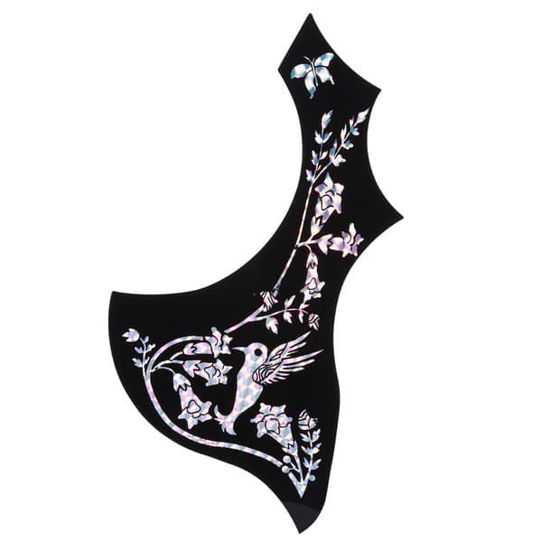 Guitar Pickguard Selvklæbende Sticker Sort Farve Blomst Fugl Beskyttelse Universal Tilbehør