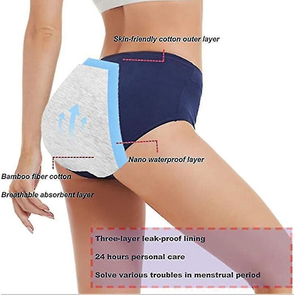 Läcksäkra Menstruationsunderkläder i Bomull, 5-pack för Kvinnor XS