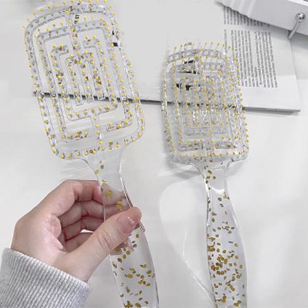 Ventilerad hårborste för detangling Styling Torkning Transparent ihålig krökt ventilerad hårborste för hemmasalong
