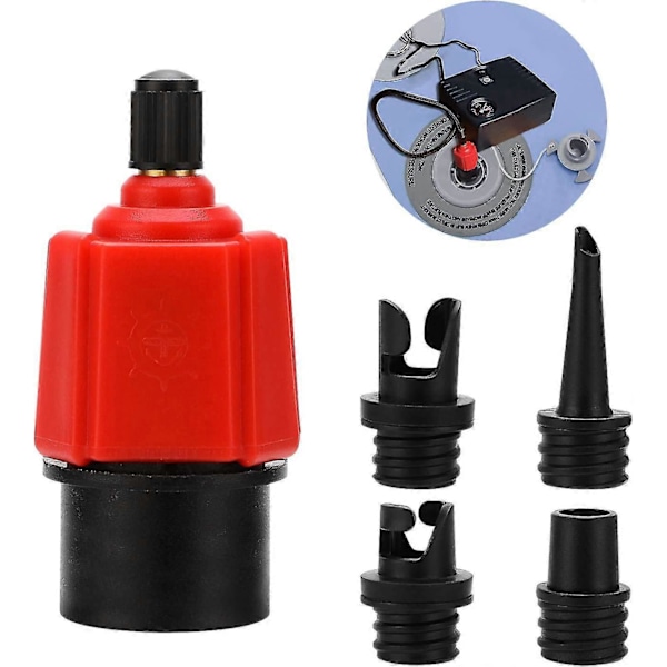 Oppustelig SUP Pumpe Adapter Luftpumpe Konverter, 4 Standarder Konventionel Luftventil Tilbehør Til Oppustelig Båd, Stand Up Paddle Board, Oppustelig B
