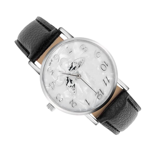 Moderigtigt PU læderrem Quartz ur Kvinder Dame Analog Armbåndsure Sort