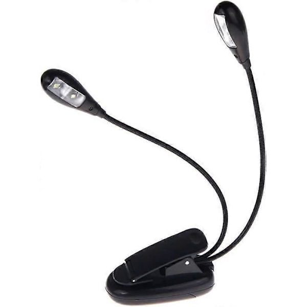 Musik Nodeholder Lampe Clip-on 2 Dobbelte Arme 4 LED Fleksibel