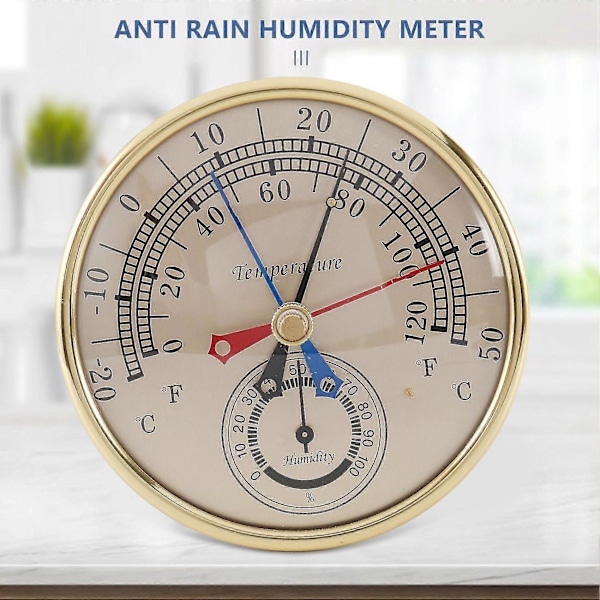 5 tommer Min Max Termometer Hygrometer Vægmontering Væghængt Analog Indendørs Udendørs Anti Regn Temperatur -GDZD