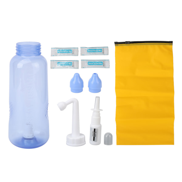 Nesevaskeflaske Barn Voksne Sinus Skyll Trykk Vanning Neti Pot Kit for forkjølelse Influensa allergier