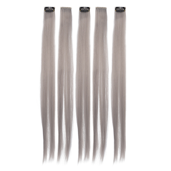 5 stk rett hårstykke klips lys farge 21,65 tommer hårforlengelse hårpynt for Cosplay PartyGrey