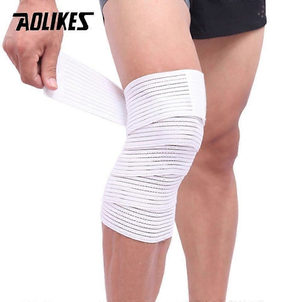 AOLIKES 1 st Elastiskt Sport Knäskydd Tejp Skruvskydd Kompression för Ankel Ben Handled Hög Elastisk Nylonlindning Vit 120cm