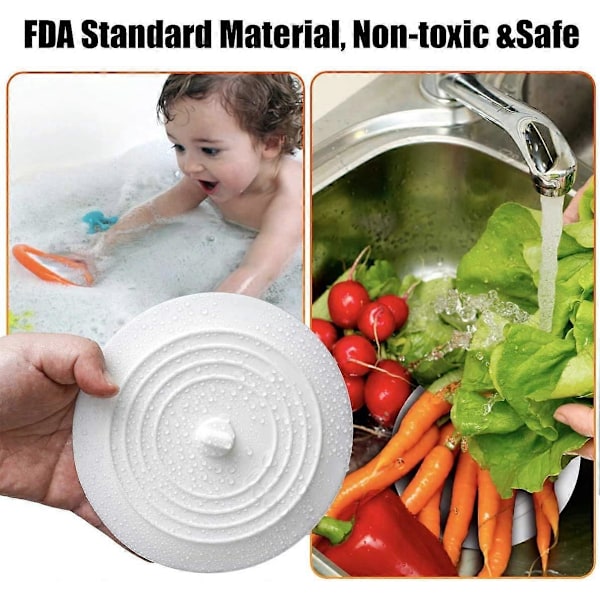 Badkarsproppar Silikon Diskbänksplugg Köksbänksplugg 15 cm Diameter för Kök, Badrum och Tvättstuga Universal Avloppsplugg (1 st, Vit)