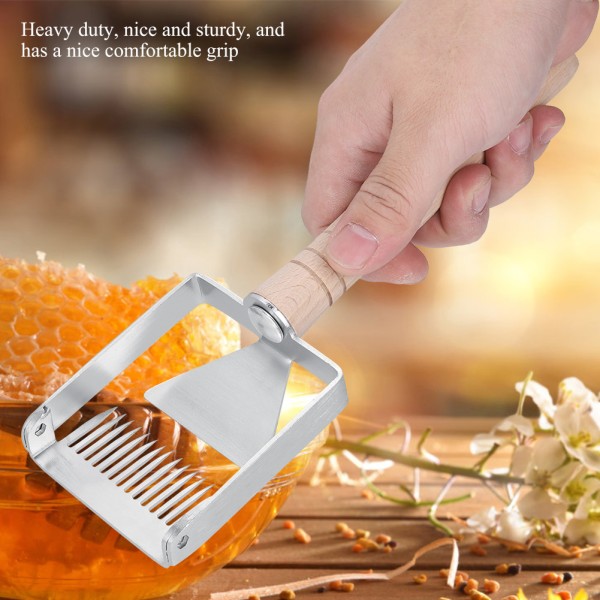 Honeycomb Honey Rostfritt stål Skrapa Biodlingspinne Avlockande gaffel Kupa Trähandtag