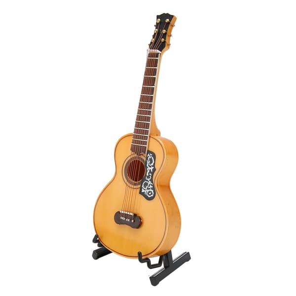 6.69in Miniatyr Gitarr Dekoration Hantverk Lindträ Mini Akustisk Gitarr med Ställ för Examensceremoni