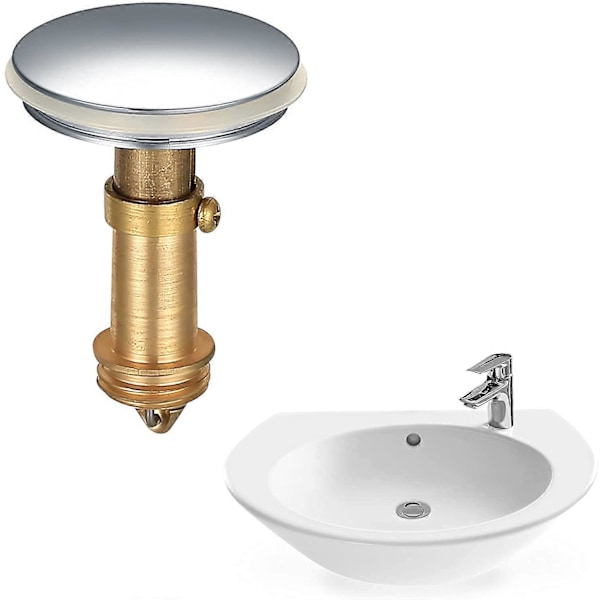 Pop Up Vaskpropper, Badeværelse Push Afløbsstopper Propper, 38mm Prop Fjederbelastet Stopper, Håndvask Knap Propper til Køkken Badeværelse Vask, Solid Messing