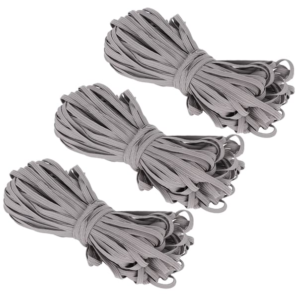 3 stk. 6 mm polyester elastikbånd fleksibelt rebtape tøjtilbehør 30 yards/rulle grå