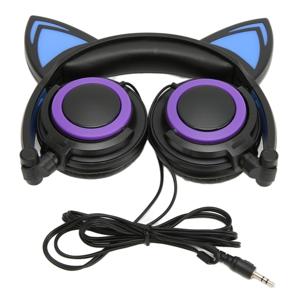 Cat Ear Trådbundna hörlurar Brusreducering Söta tecknade barnheadset med LED-ljus för surfplattor Datorer Mobiltelefoner