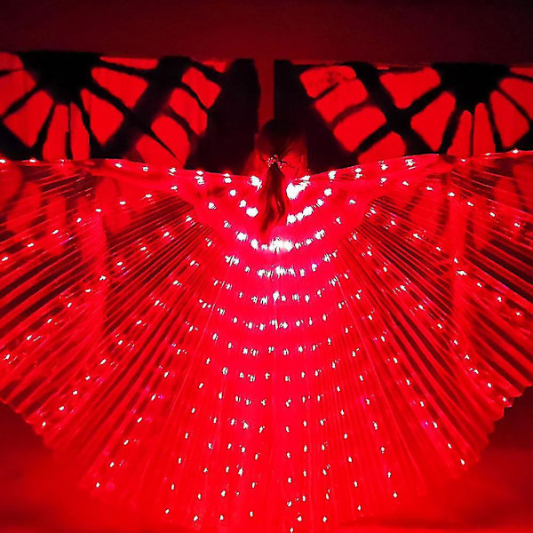LED-magdansvingar - Flerfärgad glöd för vuxna och barn Röd