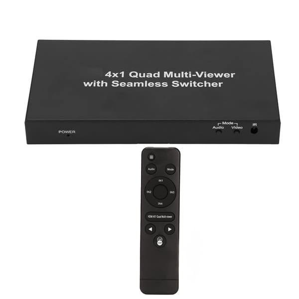 HD Multimedia Interface Splitter 4 inn 1 ut 1080P HD Multimedia Interface Switcher med fjernkontroll 100‑240V 4 inn 1 ut Splitter US Plug