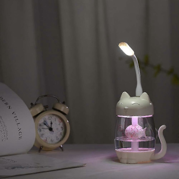 Luftfukter, USB Mini Skrivebord Liten Nattlampe 3 I 1 Luftfukter Skrivebord Hjem Soverom (lilla) (1 stk) 6. juni 15