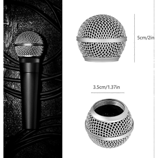 4 stk. Metal Mikrofon Mesh Hoveder, Kompatible med SM58 (Sølv)