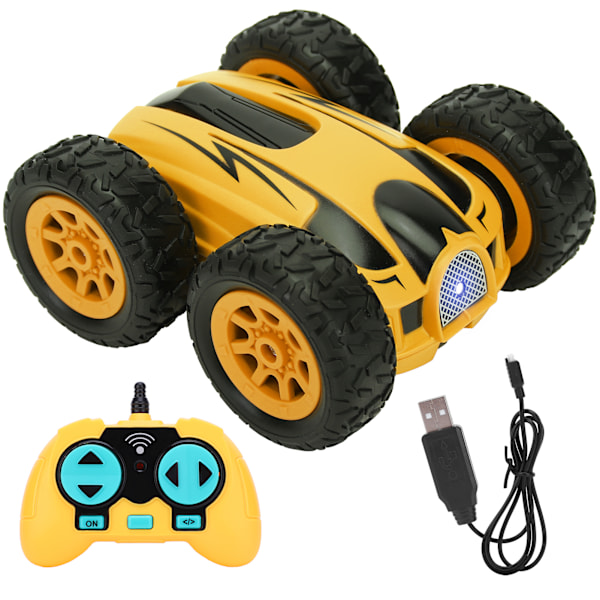 Mini Stunt 2.4G Højhastighed Tosidet 360 Graders Rotation Trådløs RC Bil Firehjulstræk (gul)