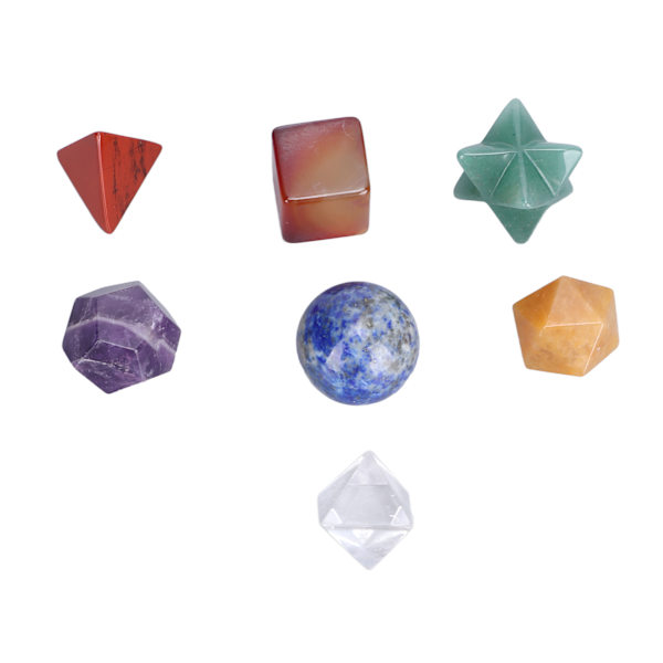 7 st chakra-helande kristaller geometriska mönster form halvädelsten dekorativa positiva energikristaller prydnad blandad färg