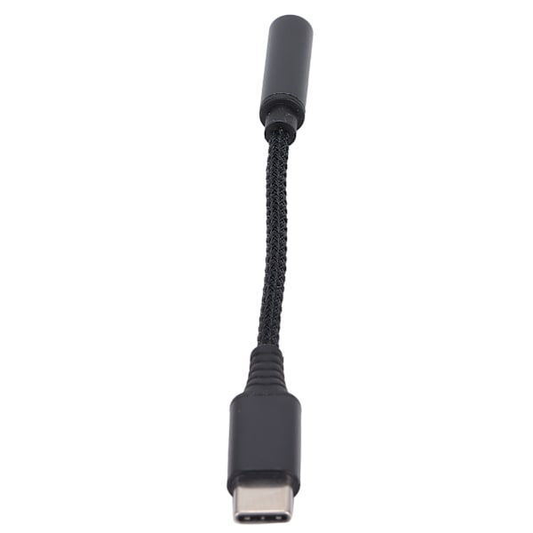 USB-C - 3,5 mm:n naaraspuhelinliitinsovitin, tyypin C kuulokeliitinsovitin, Aux-ääni, nailonpunottu kaapeli, musta