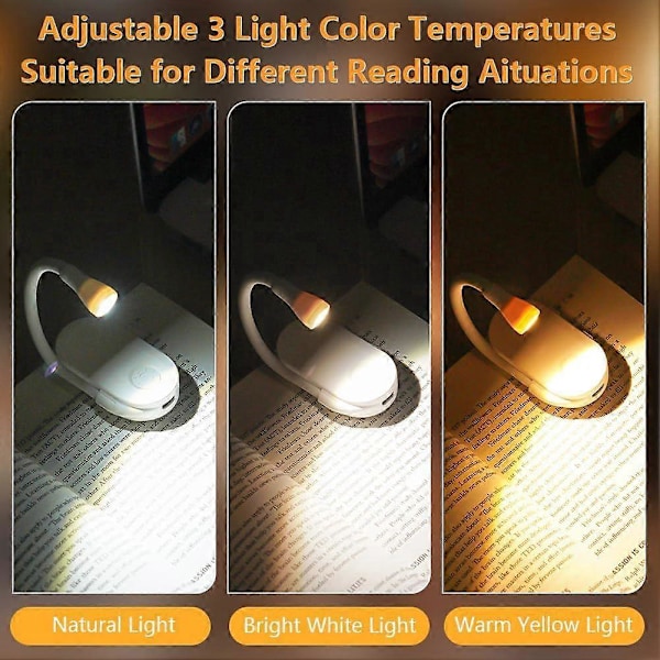 Clip-on Leselys, LED Leselampe, 360 Clip-on Lampe, Justerbar Lysstyrke