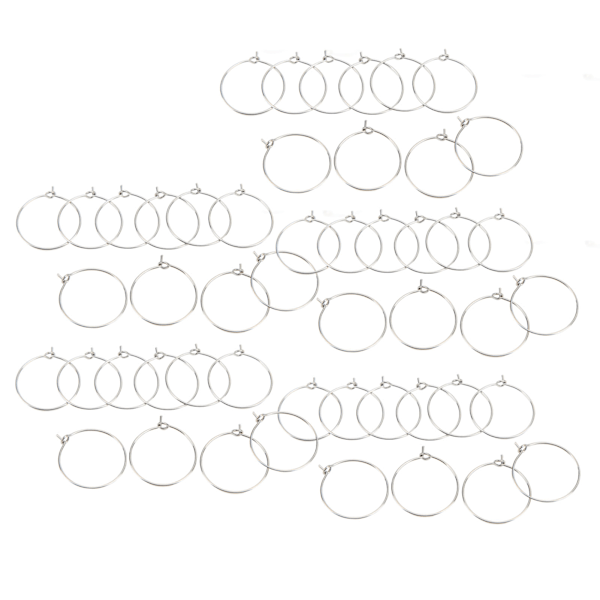 50 stk. 20 mm Bulk Hoop Øreringe i Rustfrit Stål DIY Anti Allergi Vinglas Ringe Smykkefremstilling Bryllup Fødselsdagsfest