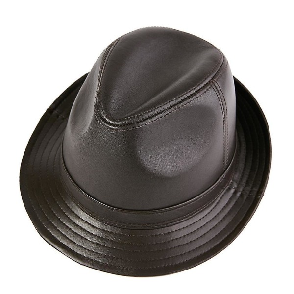 Mörkbrun Trilby-hatt i syntetiskt läder för män