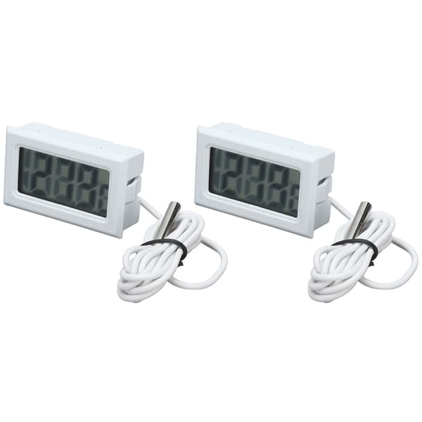 2 st Elektronisk Digital Termometer Termostat Temperaturmätare 2s Uppdatering med Sond Vit