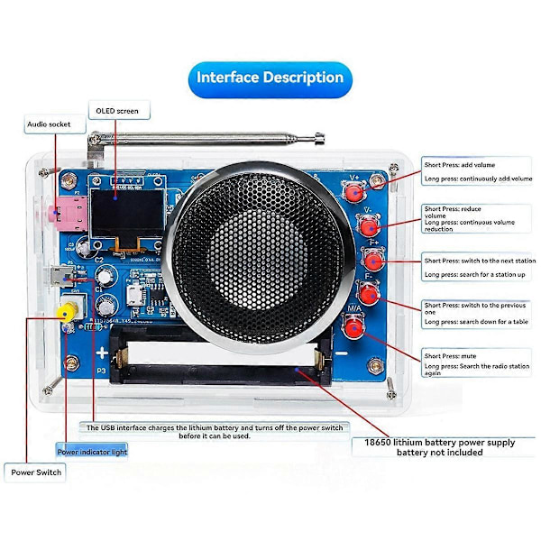 FM Radio DIY Elektronisk Sett Sveisepraksis Monteringsproduksjonssett