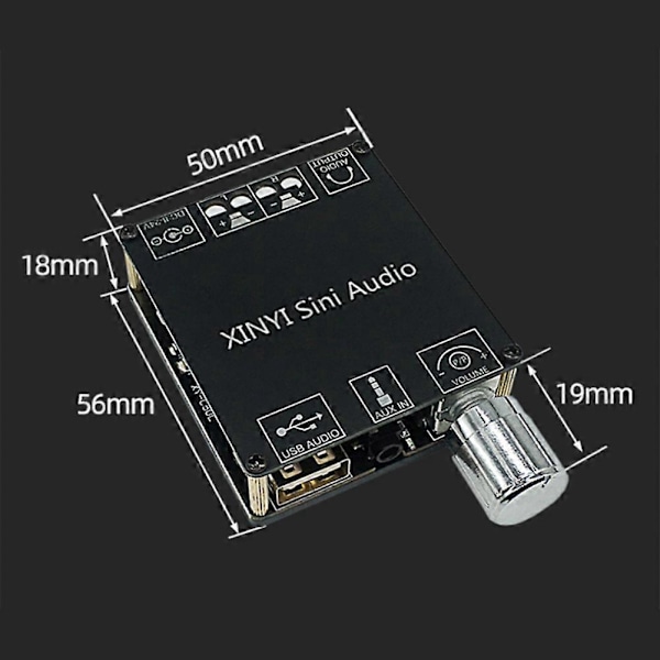 2X50W Bluetooth 5.0 Effektforstærker Klasse D Audio 10W-200W HiFi